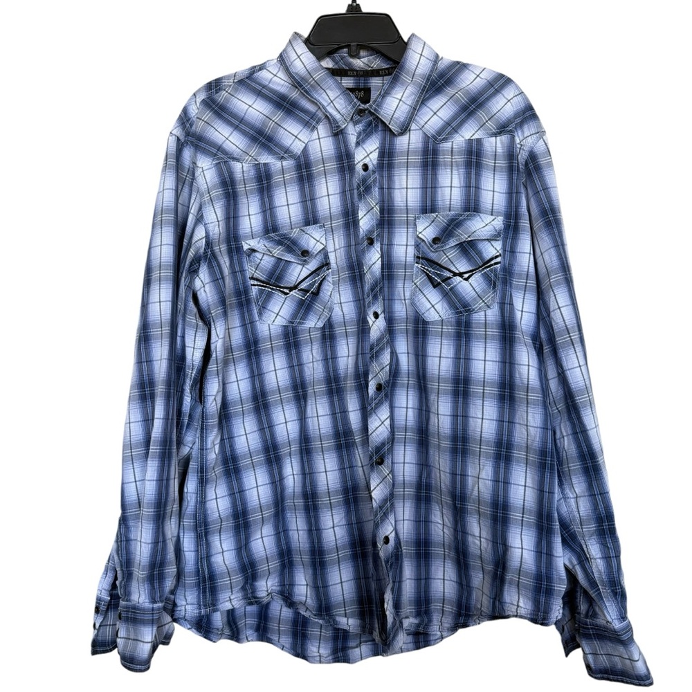 Ely 1878 Men’s Sz 2XL Plaid Western Long Sleeve Shirt Snap Front